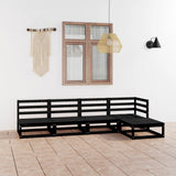 5 Piece Garden Lounge Set Black Solid Wood Pine 3075518