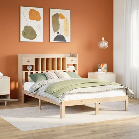 Bookcase Bed without Mattress 140x200cm Solid Wood Pine 3322601