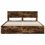 Bed Frame with Drawer Smoked Oak 180 x 200 cm Engineer Wood 3407960