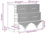Drawer Cabinet White 66 x 34.5 x 87 cm Engineered Wood 895295