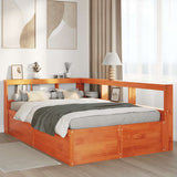 Bookcase Bed without Mattress Wax Brown 140x190cm Solid Wood Pine 3324474