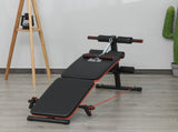 Sit Up Bench Core Workout Adjustable Thigh Support Foldable for Home Gym w/ Arm Pulling Rope Black T3398P349202