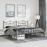 Metal Bed Frame without Mattress with Footboard Black 193x203cm 353463
