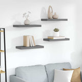 Floating Wall Shelves 4 pcs High Gloss Grey 50x23.5x3.8 cm MDF 323789