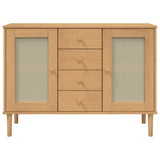 Sideboard SENJA Rattan Look Brown 112x40x80 cm Solid Wood Pine 358025