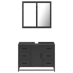 ZNTS 2 Piece Bathroom Furniture Set Black Engineered Wood 3300900