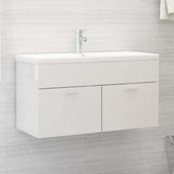 Sink Cabinet with Built-in Basin High Gloss White Engineered Wood 3071294