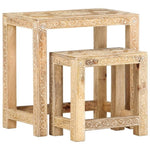 ZNTS 2 Piece Hand-painted Side Table Set Solid Mango Wood 285881