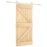 Sliding Door with Hardware Set 95x210 cm Solid Wood Pine 3203250