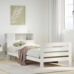 ZNTS Bed Frame without Mattress White 100x200 cm Solid Wood Pine 3309906