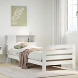 ZNTS Bed Frame without Mattress White 100x200 cm Solid Wood Pine 3309906