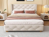 Upholstered bed,Single Bed-3ft ,With slatted frame and headboard, Button Rivet N606P243925B