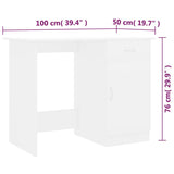 Desk White 100x50x76 cm Engineered Wood 801080