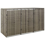 Triple Wheelie Bin Shed Grey 207x80x117 cm Poly Rattan 319866