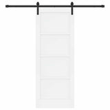 Sliding Door 78 x 202 cm Engineered Wood White and Black 3449902