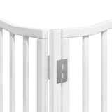 Dog Gate with Door Foldable 8 Panels White 640 cm Poplar Wood 3155622