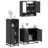 ZNTS 3 Piece Bathroom Furniture Set Black Engineered Wood 3300975