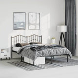 Metal Bed Frame without Mattress with Headboard Black 135x190cm 373788