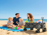 Outdoor Pull Along Cart Folding Cargo Wagon Trailer Trolley for Beach Garden with Handle, Anti-Slip T3398P377652