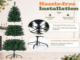6FT Dark Green Pre-Lit Christmas Tree with Multicolor Lights, Pointed PVC, 629 Tips, 3-Section Auto 38519794