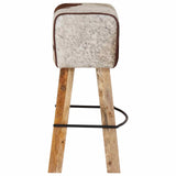 Bar Stool 2 pcs Brown and White 44 x 33 x 74 cm Real Leather 42042125
