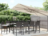 11 Piece Garden Bar Set with Cushions Black Poly Rattan 3203930