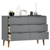 Drawer Cabinet MOLDE Grey 113x40x80 cm Solid Wood Pine 350509