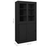 Office Cabinet with Sliding Door Anthracite 90x40x180 cm Steel 335965