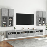 7 Piece TV Wall Cabinet Set with LED Lights Concrete Grey 3216781