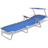 Sun Lounger with Canopy Steel Blue 42931