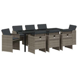 Garden Dining Set 9 pcs Grey Poly Rattan 3380600