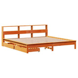 Bookcase Bed without Mattress Wax Brown 180x200 cm Super King Solid Wood Pine 3309802