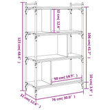 Bookcase 4-Tier Black 76x32x123 cm Engineered Wood 833935