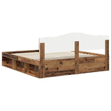 Bed Frame with Headboard Old Wood 200 x 200 cm Solid Pine Wood 3412860