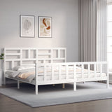 Bed Frame without Mattress White 200x200 cm Solid Wood Pine 3193097