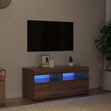 TV Cabinet with LED Lights Brown Oak 90x35x40 cm 815677