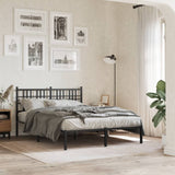 Metal Bed Frame without Mattress with Headboard Black 140x190cm 376324
