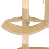 Cat Tree with Sisal Scratching Posts Wall Mounted 194 cm Beige 170588