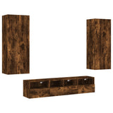 5 Piece TV Wall Units Smoked Oak Engineered Wood 3216543