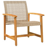 Garden Chairs 2 pcs Beige Poly Rattan and Acacia Wood 367597