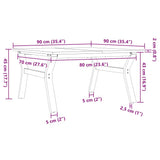 Coffee Table Y-Frame 90x90x45 cm Solid Wood Pine and Steel 3282709