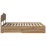 Bed Frame with Drawer Artisan Oak 140 x 190 cm Engineered Wood 3413201