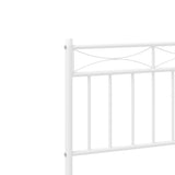 Metal Bed Frame without Mattress with Footboard White 75x190cm 373748