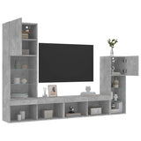 4 Piece TV Wall Units with LED Concrete Grey Engineered Wood 3216650