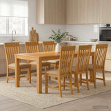 Dining Set 7 pcs Beige Solid Oak Wood 3430393