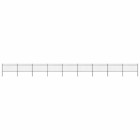 Garden Fence with Spear Top Steel 1603.5x100 cm Black 277619