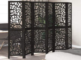 Room Divider 6 Panels Black Solid Wood Paulownia 358763