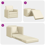 Floor Sofa Bed with Cushion Cream 74 x 77 x 81 cm Faux leather 4106631