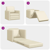 Floor Sofa Bed with Cushion Cream 74 x 77 x 81 cm Faux leather 4106631