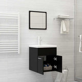 2 Piece Bathroom Furniture Set Black Engineered Wood 804774